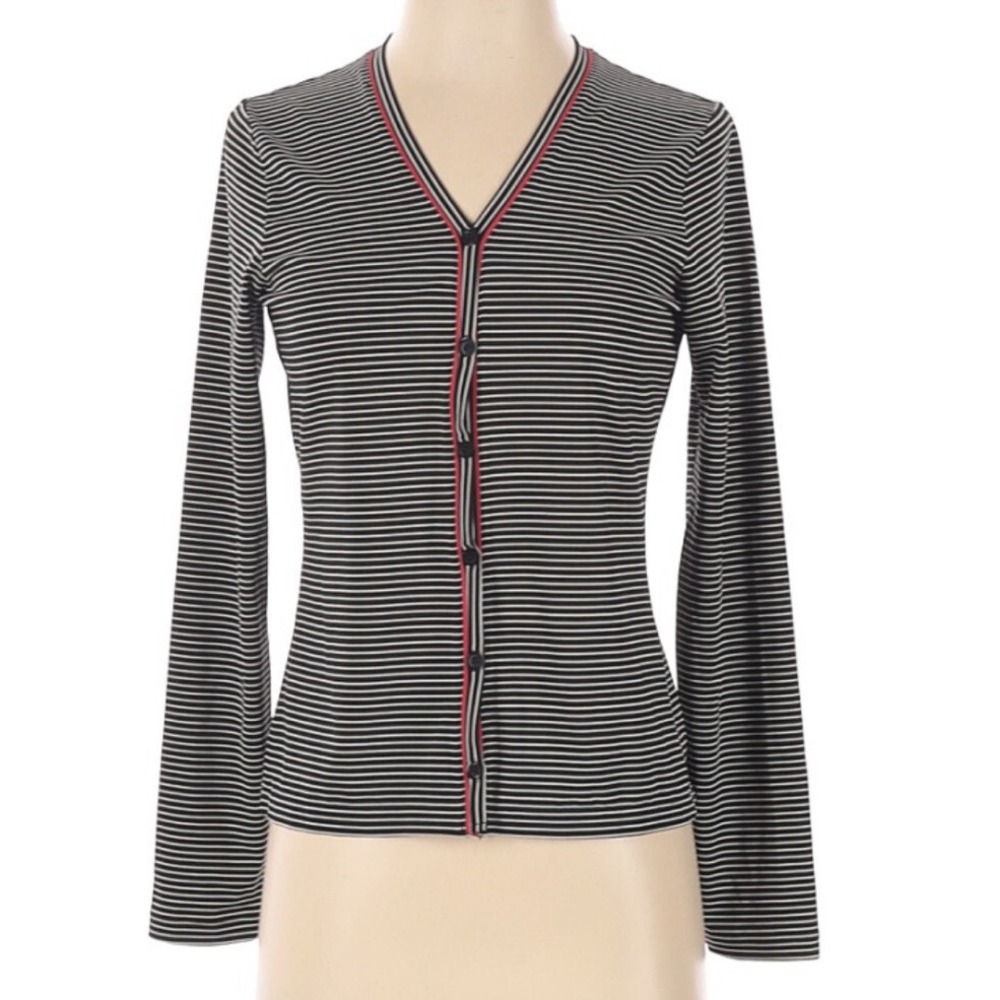 Ann Taylor Womens Size XS Black Stripe Cardigan Sweater